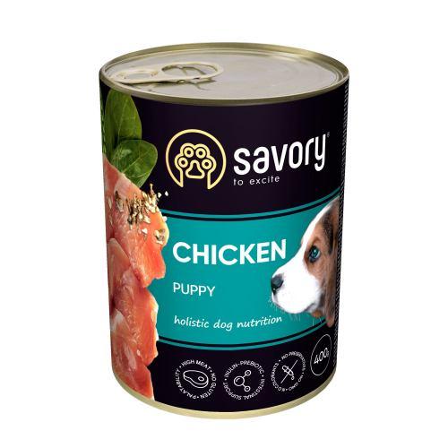Вологий корм Savory для цуценят усіх порід, з куркою, 400 г (*)