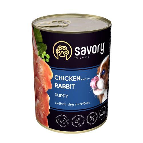 Вологий корм Savory для цуценят усіх порід, з кроликом і куркою, 400 г (*)