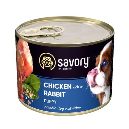 Вологий корм Savory для цуценят усіх порід, з кроликом і куркою, 200 г (*)