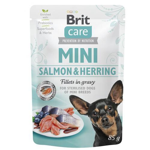Вологий корм Brit Care Mini для собак, з філе лосося та оселедця в соусі, 85 г (*)