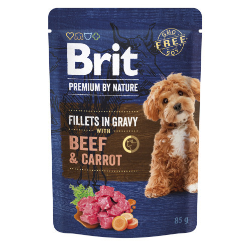 Корм вологий Brit Premium Fillets in Gravy Beef & Carrot для собак малих порід філе в соусі яловичина і морква 85 г (*)