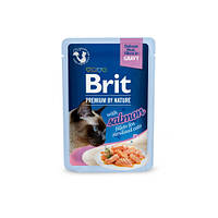 Корм вологий Brit Premium Delicate Fillets in Gravy Salmon For Sterilised для стерилізованих котів філе в соусі лосось 85 г (*)