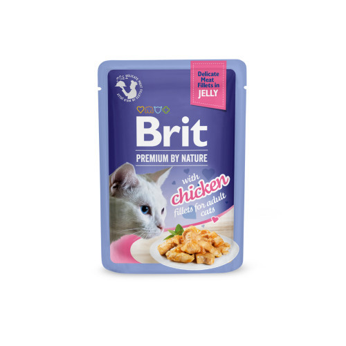 Корм вологий Brit Premium Delicate Fillets in Jelly Chicken для котів філе в желе курка 85 г (*)