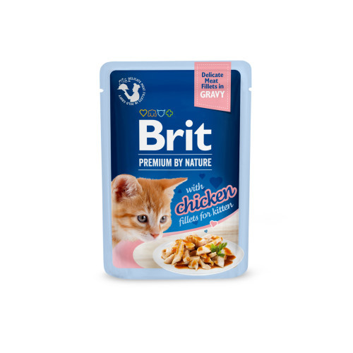 Корм вологий Brit Premium Delicate Fillets in Gravy Chicken for Kitten для кошенят філе в соусі курка 85 г (*)