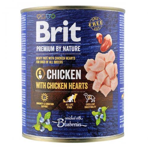 Вологий корм Brit Premium by Nature для собак, курка з курячим серцем, 800 г (*)