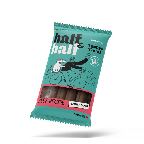 Ласощі для собак Half&Half у формі м'ясних паличок з яловичиною, 100 г (*)