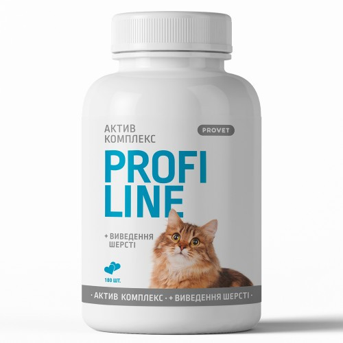 Вітаміни Provet Profiline для котів, Актив Комплекс + виведення шерсті, 180 таб. (*)