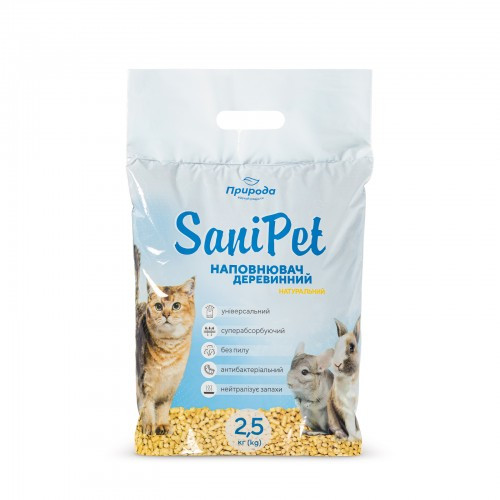 Гігієнічний наповнювач Природа Sani Pet «Універсальний» для котів, деревний, 2,5 кг (*), фото 1