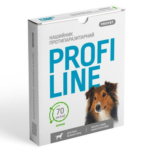 Нашийник Provet Profiline для великих порід собак 70 см, зелений (інсектоакарицид) (*)