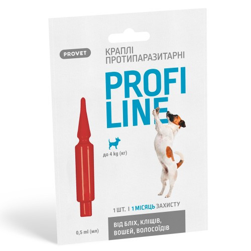 Краплі Provet Profiline для собак до 4 кг, 1 піпетка 0,5 мл (інсектоакарицид) (*)