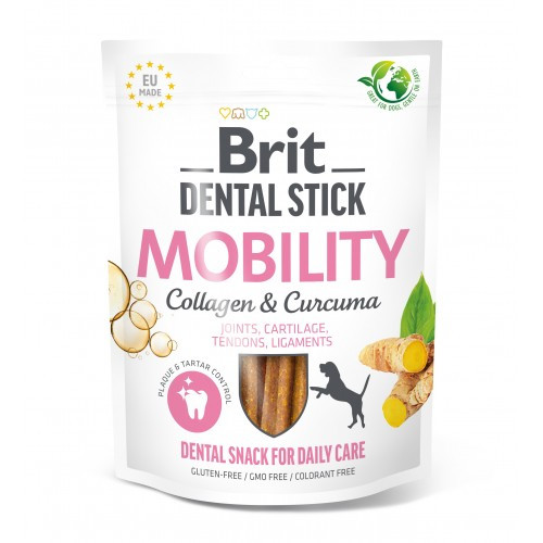 Ласощі для собак Brit Dental Stick Mobility для мобільності суглобів, колаген та куркума, 7 шт, 251 г (*)
