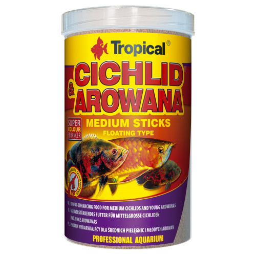Сухий корм Tropical Cichlid & Arowana Medium Sticks для м'ясоїдних цихлід, 360 г (палички) (*)