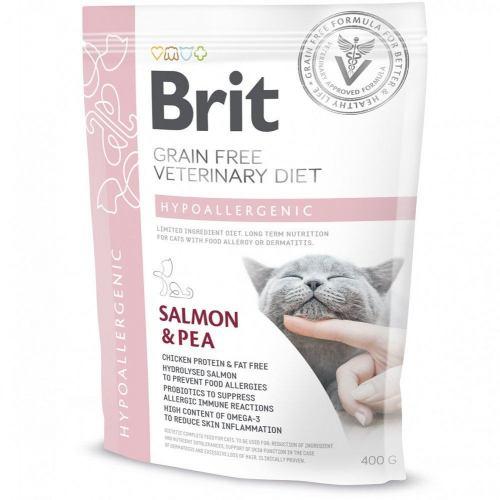 Сухий корм Brit GF VetDiet Cat Hypoallergenic для котів, з харчовою алергією та непереносимістю, з лососем та горохом, 400 г (*), фото 1