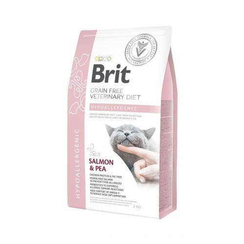 Сухий корм Brit GF VetDiet Cat Hypoallergenic для котів, з харчовою алергією та непереносимістю, з лососем та горохом, 2 кг (*), фото 1