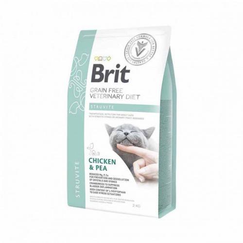 Сухий корм Brit GF VetDiet Cat Struvite для котів, при сечокам'яній хворобі, з куркою та горохом, 2 кг (*)