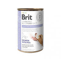 Вологий корм Brit GF VetDiet Gastrointestinal для собак, при проблемах з травленням, лосось та горошок, 400 г (*)