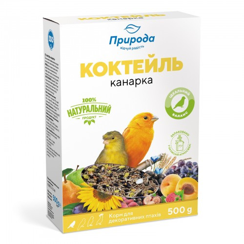 Корм Природа Коктейль «Канарка» для канарок і декоративних птахів, 500 г (*), фото 1