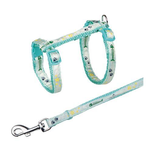Шлея з повідцем Trixie для кошенят, з рибками, нейлон, 23–39 см/10 мм (кольори в асортименті) (*), фото 1