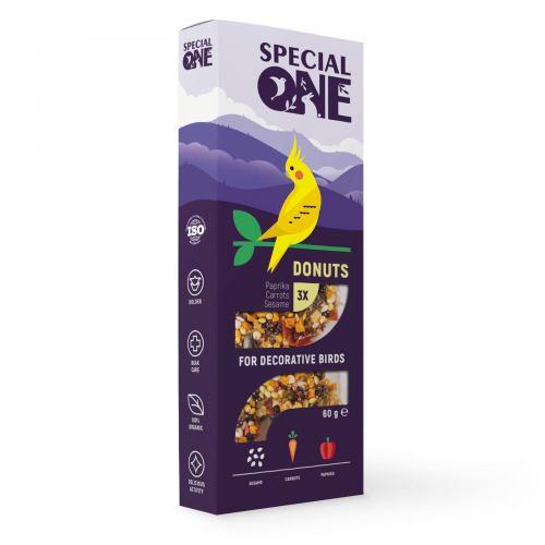 Пончики Speciаl One «Паприка, морква, кунжут» для декоративних птахів, 60 г (*)