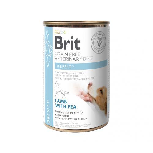 Вологий корм Brit GF VetDiet Obesity для собак, при ожирінні та надмірній вазі, ягня та горошок, 400 г (*)