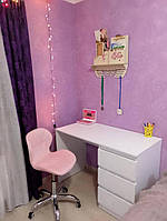 Стілець на колесах Велюр колір рожевий