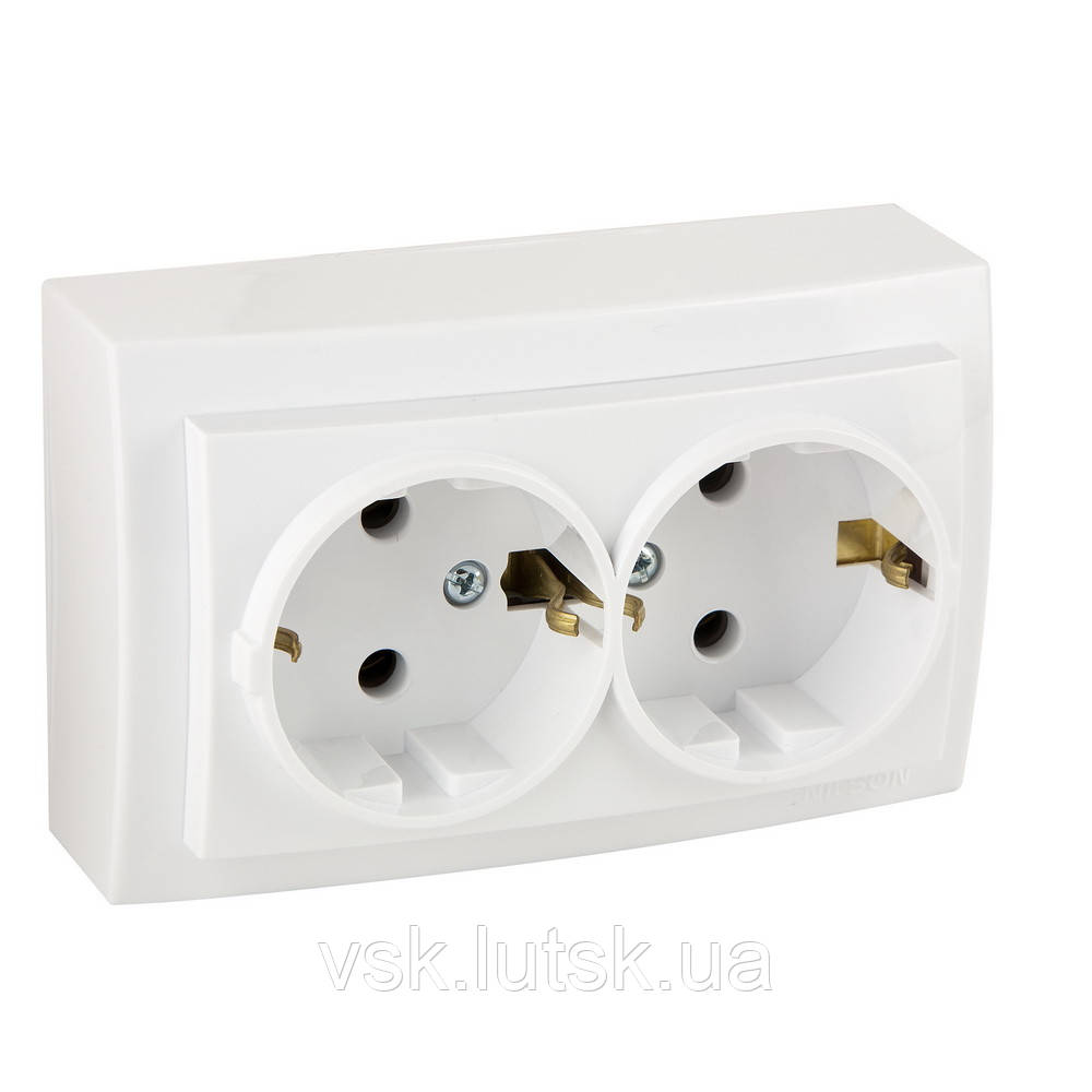 Розетка Nilson Themis біла 2-на з з/з накл (26111026), фото 1