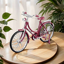 Модель велосипеда Vintage червоний, Модель міського ретро-велосипера жіноча рама 1:10