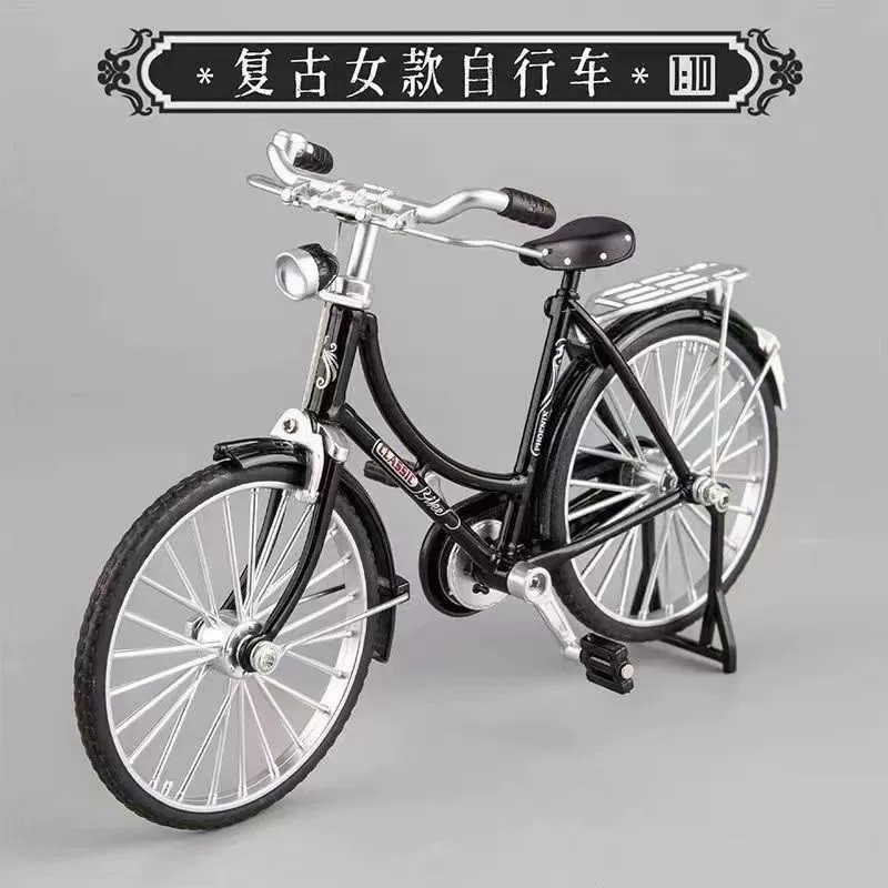 Модель велосипеда Vintage чорний, Модель міського ретро-велосипера жіноча рама 1:10, фото 1