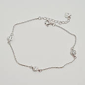 Браслет срібний тонкий ланцюжок з підвісками білими фіанітами