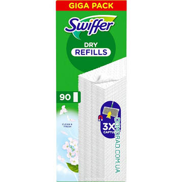Swiffer Сухі серветки для підлоги GIGA PACK 90шт.