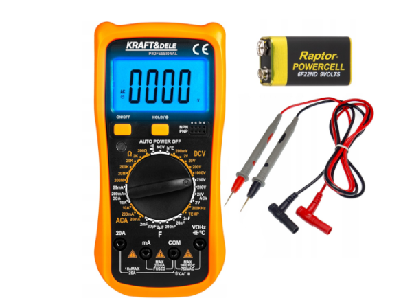 Універсальний цифровий мультиметр KRAFT&DELE KD11297 професійний вимірювач з LCD екраном, вимірювання  частоти, ємності та іншого