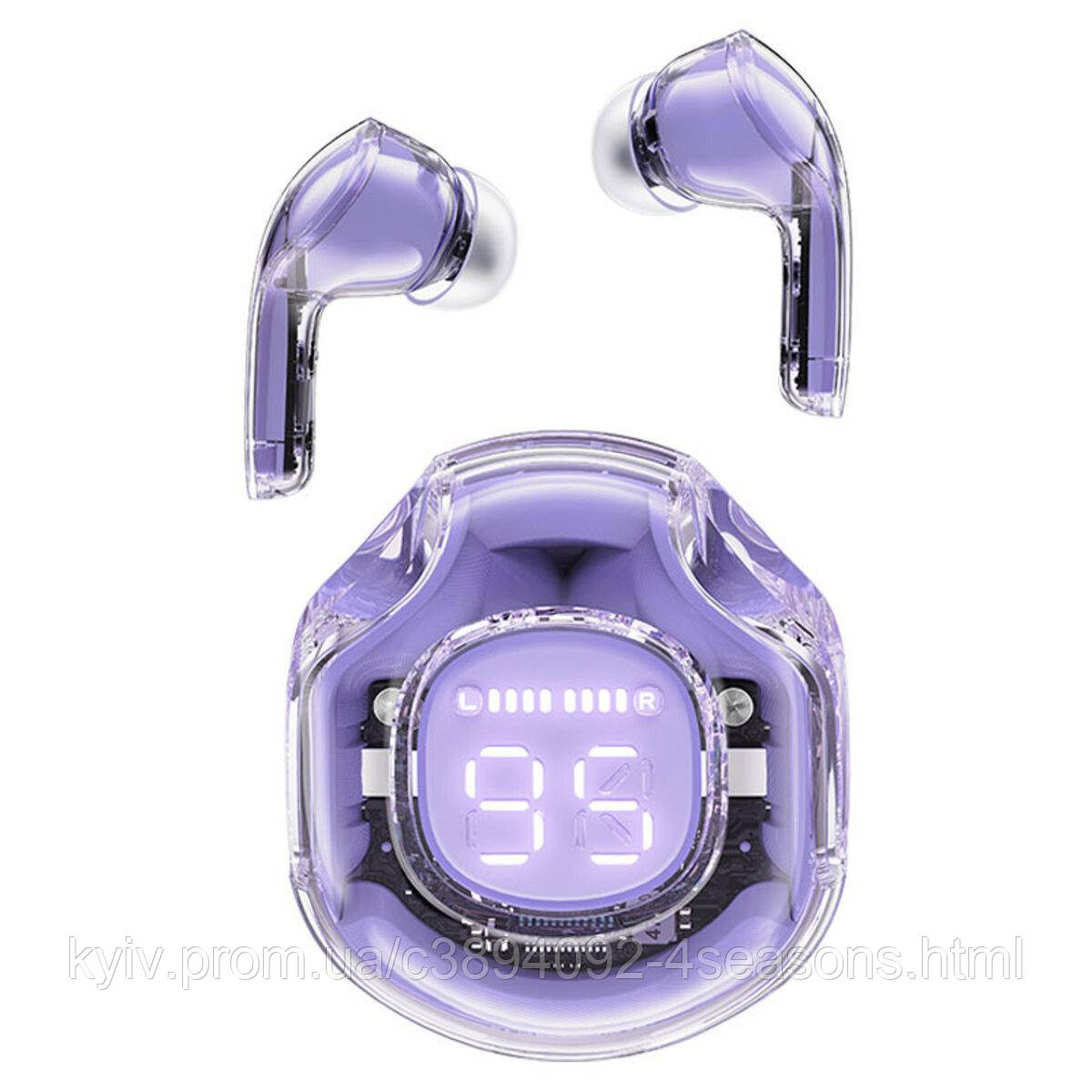 Бездротові навушники ACEFAST T8 Crystal color (2) bluetooth earbuds Alfalfa Purple, фото 1