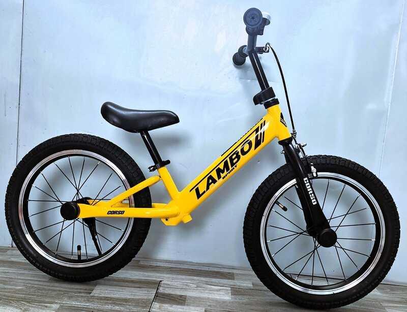 Велобіг "CORSO LAMBO" LB-16507 (1) сталева рама, ручне гальмо, колеса надувні резинові 16’’, алюмінієві обода, підніжка, дзвоник