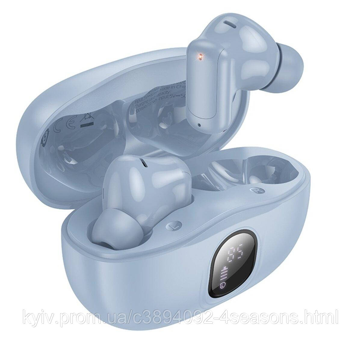 Бездротові навушники BOROFONE FQ4 Lighten true wireless ANC+ENC noise reduction BT headset Blue, фото 1