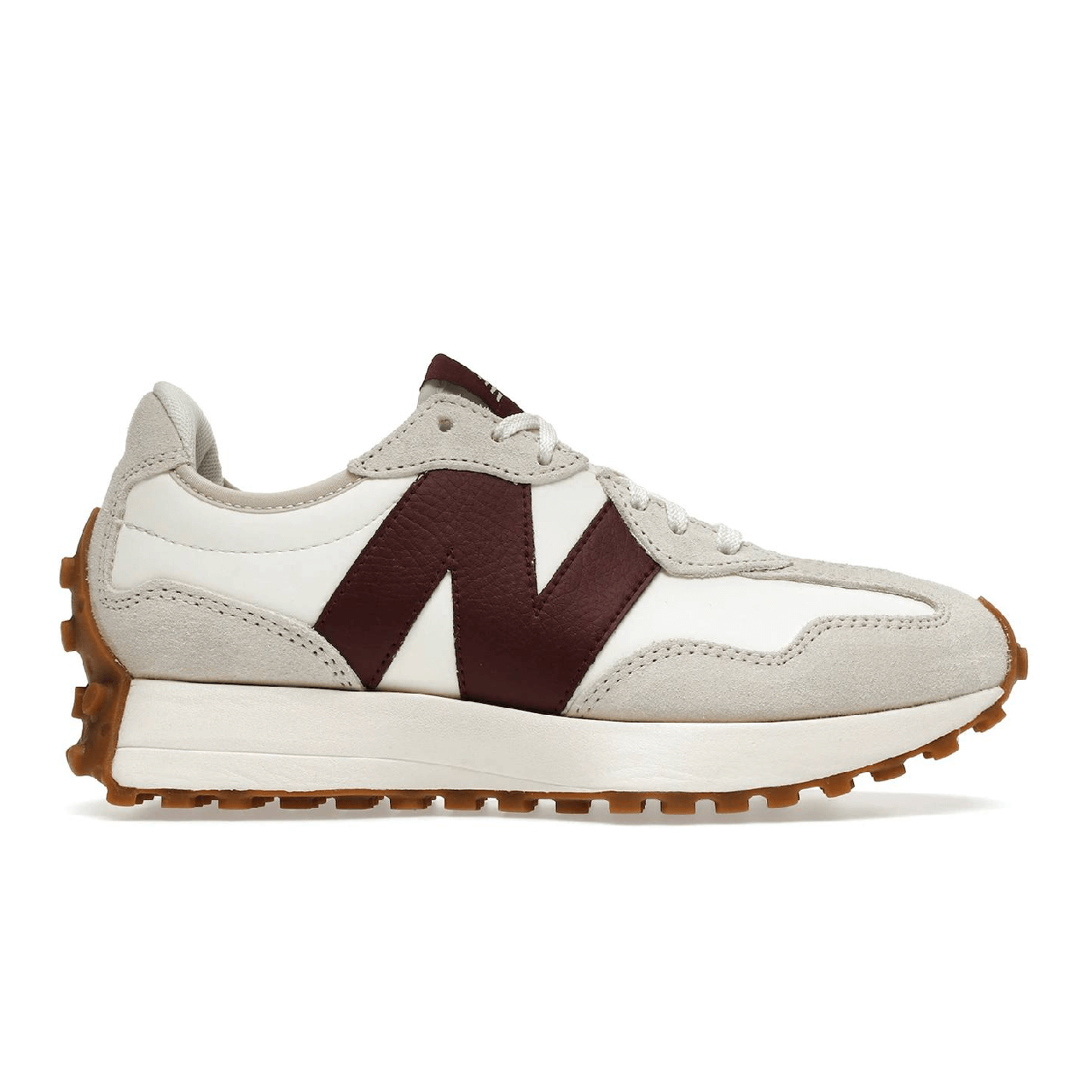 Жіночі кросівки New Balance 327 Moonbeam Classic Burgundy Нью Беланс 327 бежеві замша шкіра демісезон