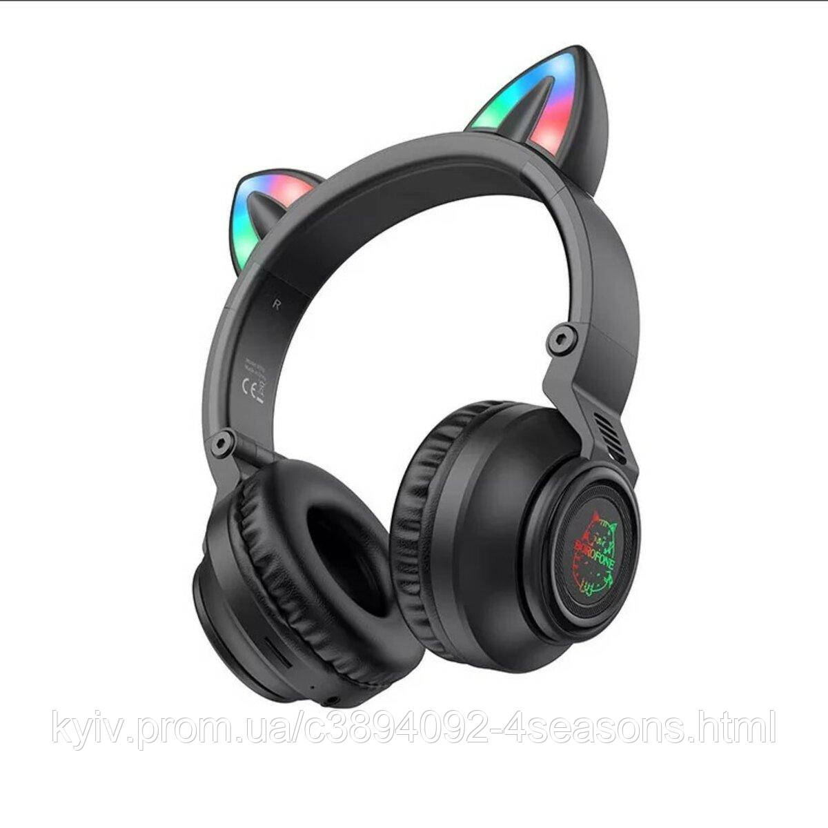 Бездротові навушники BOROFONE BO18 Cat ear BT headphones Black, фото 1