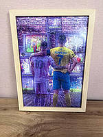 Картини Футболістів  у вигдяді пазлу 26х38 см - генія: Образ Кріштіа́ну Рона́лду Та Ліонель Мессі -подарунок футболісту