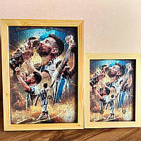 Картини Футболістів  у вигдяді пазлу 26х38 см - генія: Образ Мессі-подарунок футболісту