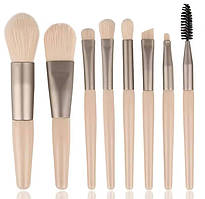 Набір макіяжних пензлів (8шт. набір) з чохлом для зберігання Бежевий #4