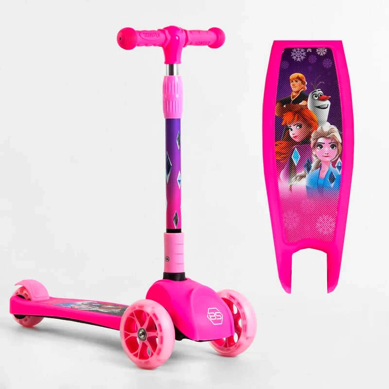 Самокат триколісний 88361 Best Scooter (1) СВІТЛО КОЛІС ТА ДИСКІВ, СКЛАДЕНЕ КЕРМО, передні колеса PU 120х35мм, задні колеса PU