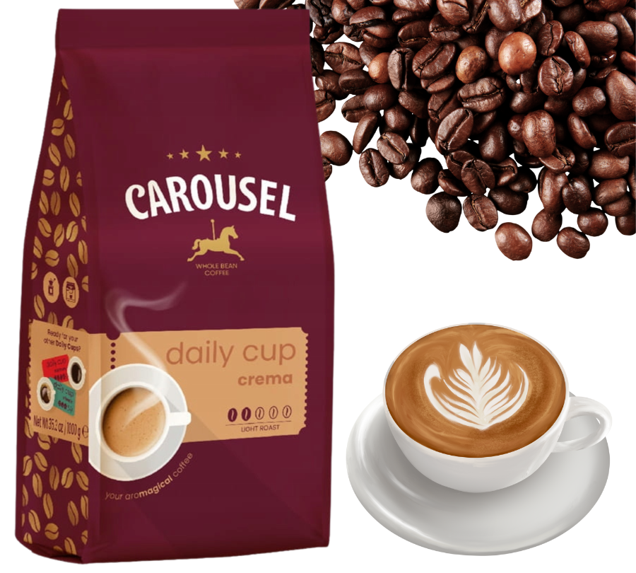 Оригінал! Кава в зернах Carousel CREMA 1000г (Carousel daily cup Crema, Карусель Крема)