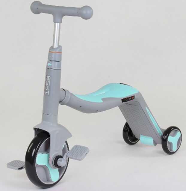 Самокат 3в1 JT 10181 (1) Best Scooter, самокат-велобіг-велосипед, світло, 8 мелодій, колеса PU, переднє колесо d = 20 см, задні d