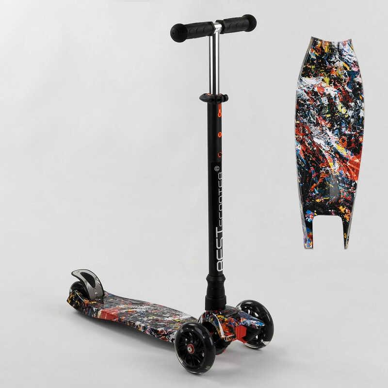 Самокат A 25779 /779-1542 "Best Scooter" (1) 4 колеса PU, СВІТЛО, трубка керма алюмінієва, d передніх коліс = 12 см, d задніх