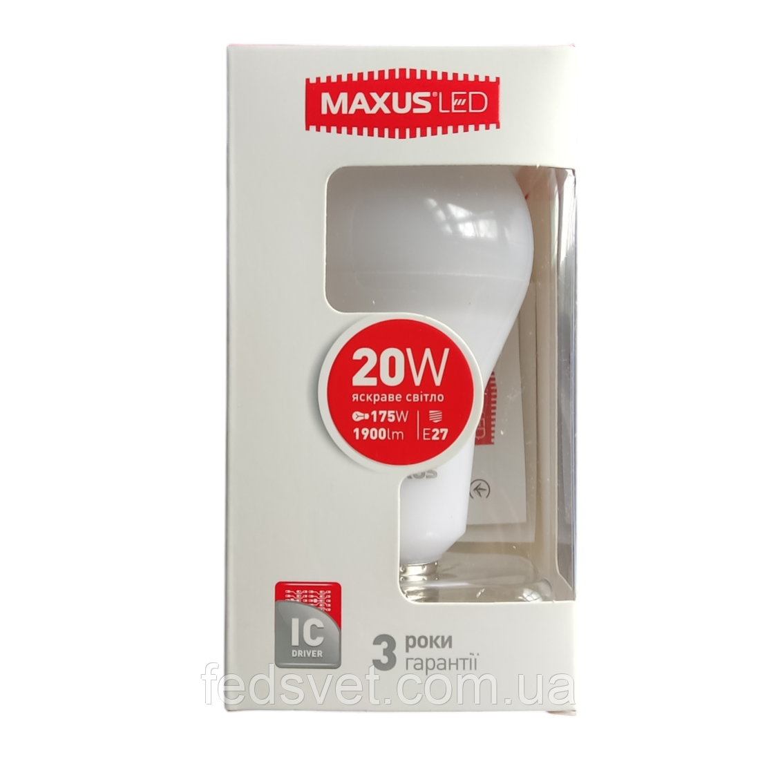 LED лампа MAXUS A80 20W 4100K 220V E27 (1-LED-5610-01), фото 1