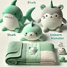 Іграшки-пледи, пледи, подушки