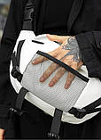 Модна чоловіча біла сумка, велика бананка через плече, на пояс | модна наплічна, поясна еко-шкіра, фото 6