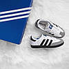 Жіночі кросівки Adidas Samba Vegan White Gray кеди Адідас Самба білі з сірим низькі, фото 5