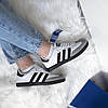Жіночі кросівки Adidas Samba Vegan White Gray кеди Адідас Самба білі з сірим низькі, фото 11