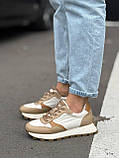 Жіночі стильні кросівки, повсякденні шкіряні кросівки для дівчат, жіночі бежеві кросівки, фото 2