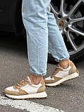 Жіночі стильні кросівки, повсякденні шкіряні кросівки для дівчат, жіночі бежеві кросівки, фото 6